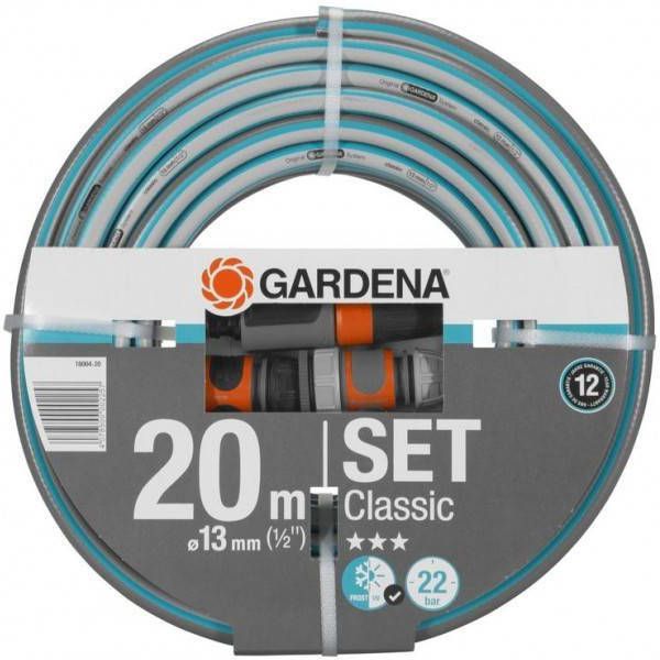 Gardena Classic Tuinslang 1/2 Inch + Houder en Aansluitarmaturen 20 meter
