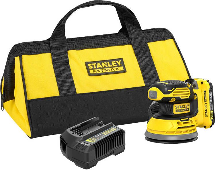 Stanley FATMAX V20 18V Excentrische schuurmachine Oplader(2A)en accu(2.0Ah)inbegrepen, softbag en schuurpapier