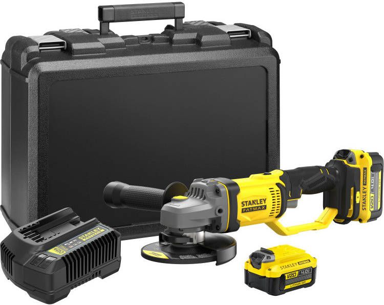 Stanley FATMAX V20 18V Haakse slijper Koffer, oplader(4A)en 2 accu's(4.0Ah)inbegrepen