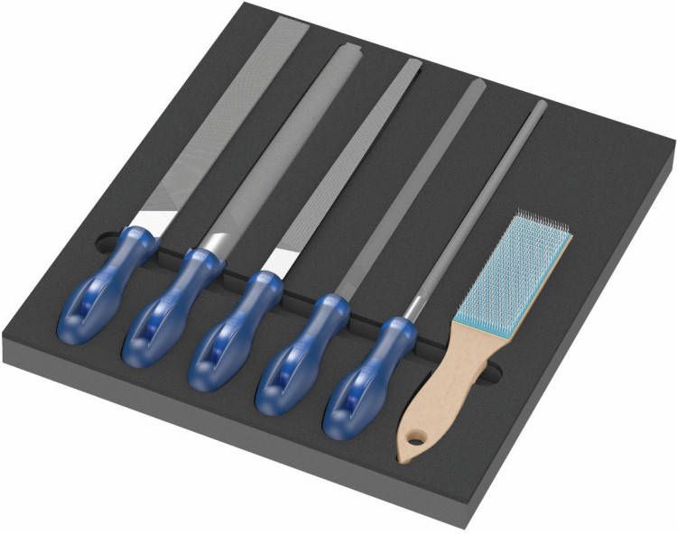 Wera 9783 Schuimrubberen inzetstuk met PFERD vijlen Set 1, 6 delig in schuiminzet voor werkplaatswagen