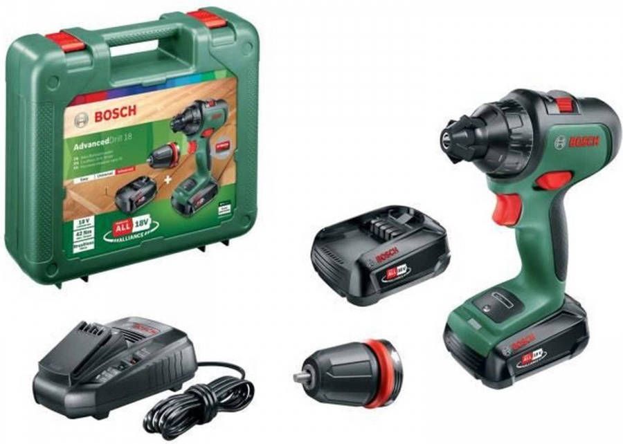 Bosch AdvancedDrill 18 18V Li Ion accu schroefboormachine set(2x 2, 5Ah)in koffer 32Nm koolborstelloos