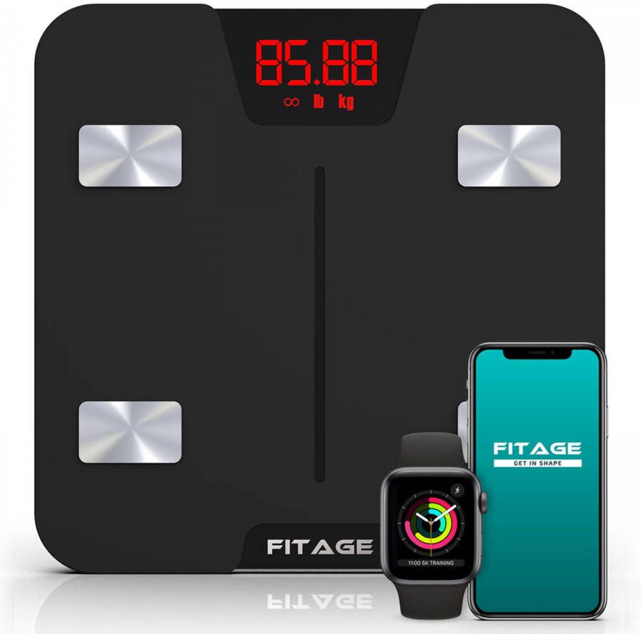 FITAGE Personenweegschaal Weegschaal Met 17x Lichaamsanalyse Vetpercentagemeter