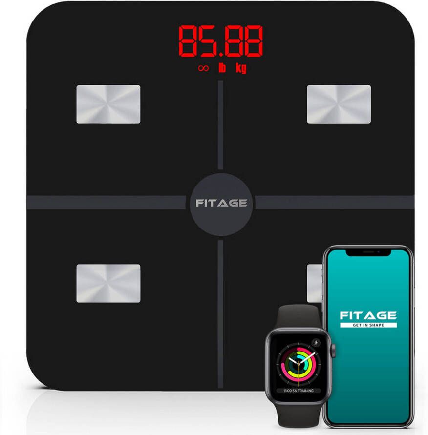 FITAGE Wifi Personenweegschaal Weegschaal Met 17x Lichaamsanalyse Vetpercentagemeter
