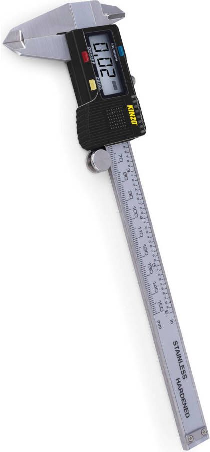Kinzo Digitale Schuifmaat Meetbereik Tot 15 Cm Met Opbergbox Roestvrij Staal Aflezen In Mm Of Inch Zilver