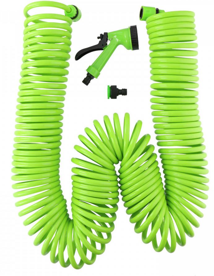 Kinzo Garden Tuinslang Spiraal Spiraalslang 5 delig 1x Kraanaansluiting 2x Slangconnector 30 Meter