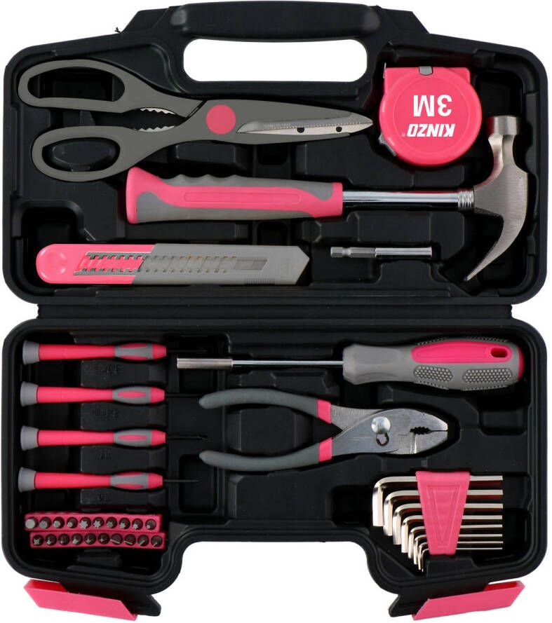 Kinzo Gereedschapsset 39 Stuks Voor Huishoudelijk Gebruik Pink