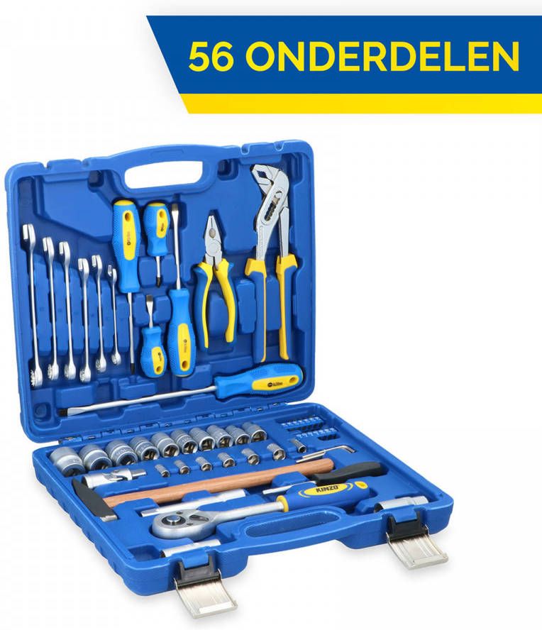 Kinzo Gereedschapsset In Koffer Handgereedschap Basisgereedschap 56 delig