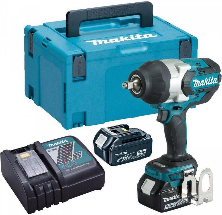Makita Dtw1002rtj 18v Li ion Accu Slagmoersleutel Set(2x 5.0ah Accu)In Mbox 1050nm 1/2 Koolborstelloos