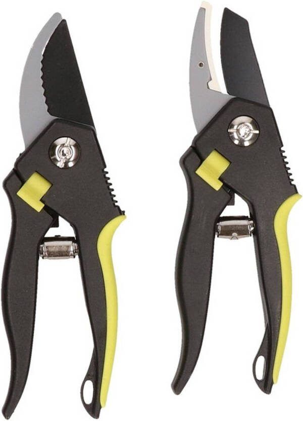 Merkloos 2x Snoeischaar/Heggenschaar Geel 20 Cm Snoeischaren