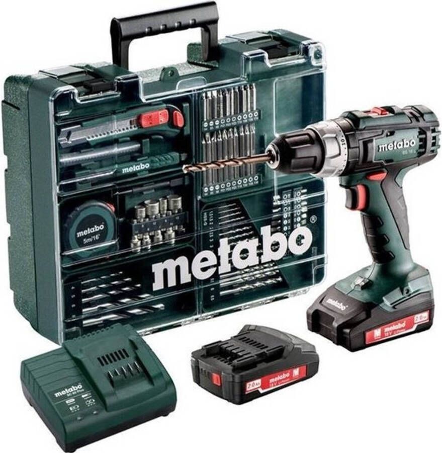 Metabo BS 18 L 18V Li-Ion accu schroef-/boormachine set (2x 2,0Ah accu) in koffer incl. 73-delige accessoires set