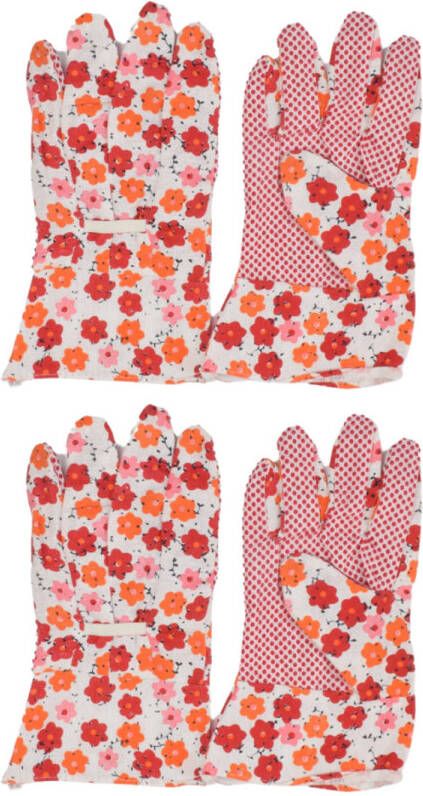 Orange85 Tuinhandschoenen Met Grip Bloemenprint 2 Paar Handschoenen Tuinieren Katoen