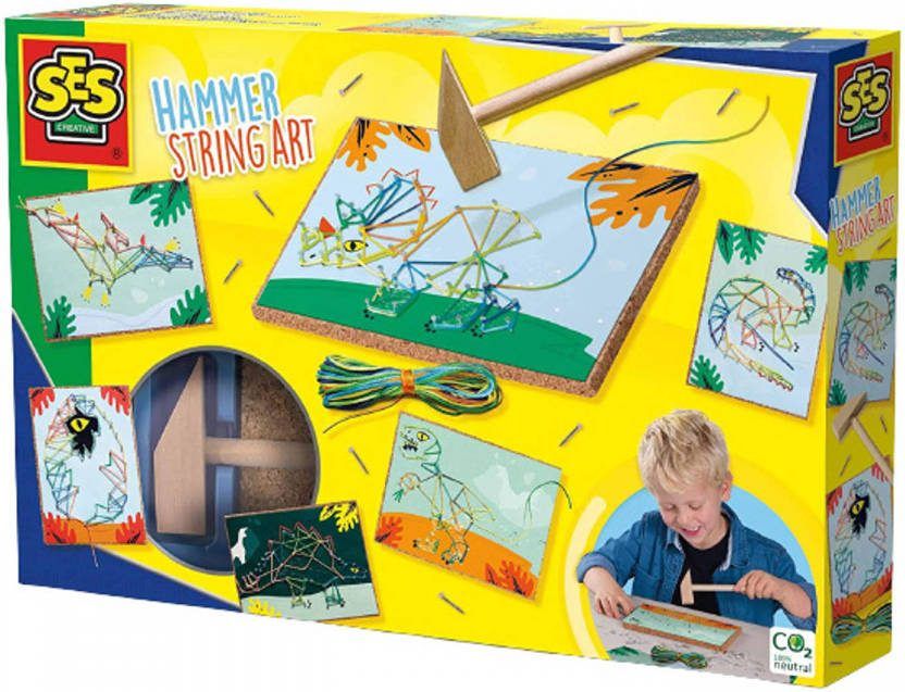 SES Knutselset Hammer String Art Junior Blauw 7 delig