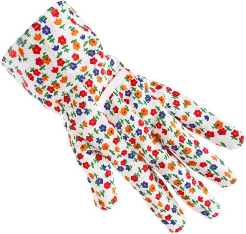 Shoppartners Tuinhandschoenen/werkhandschoenen Met Rode Bloemetjes Tuinartikelen Werkhandschoenen Klusartikelen