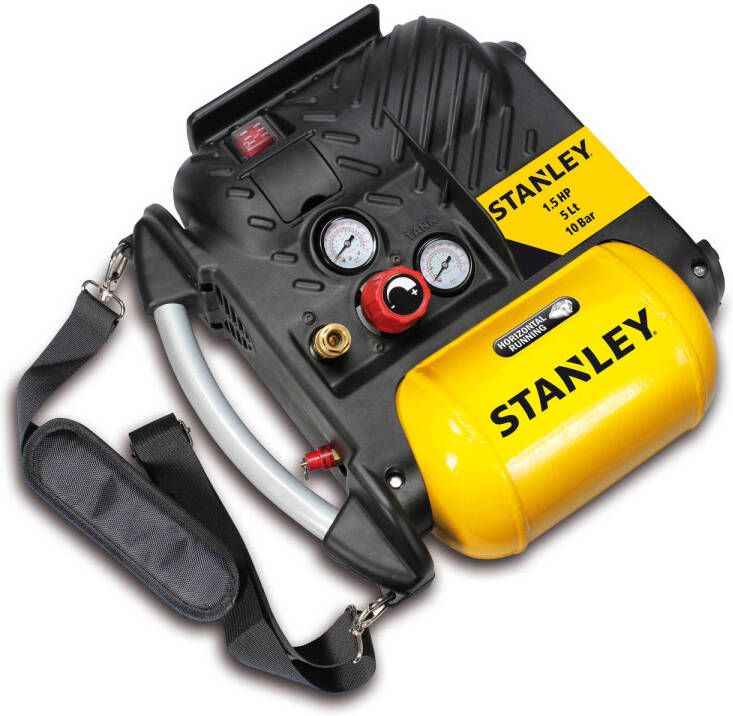 Stanley Compressor Dn200/10/5 Luchtcompressor 10 Bar 5l 180l/min Handvat En Draagriem Geel