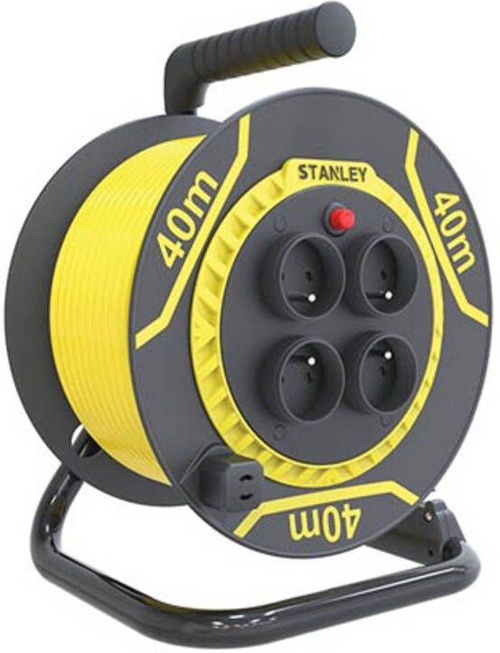 Stanley Haspel 40 Meter 16a Type E 4 voudig Pvc Zwart/geel