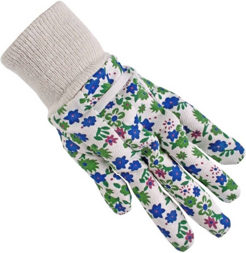 Strabox Tuinhandschoenen/werkhandschoenen Met Blauwe Bloemetjes Tuinartikelen Werkhandschoenen Klusartikelen