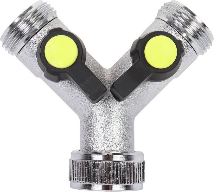 Talen Tools Tuinslang Y vertakking 2 Bolkraantjes 1 Inwendig Draad 3/4 Uitwendig Draad