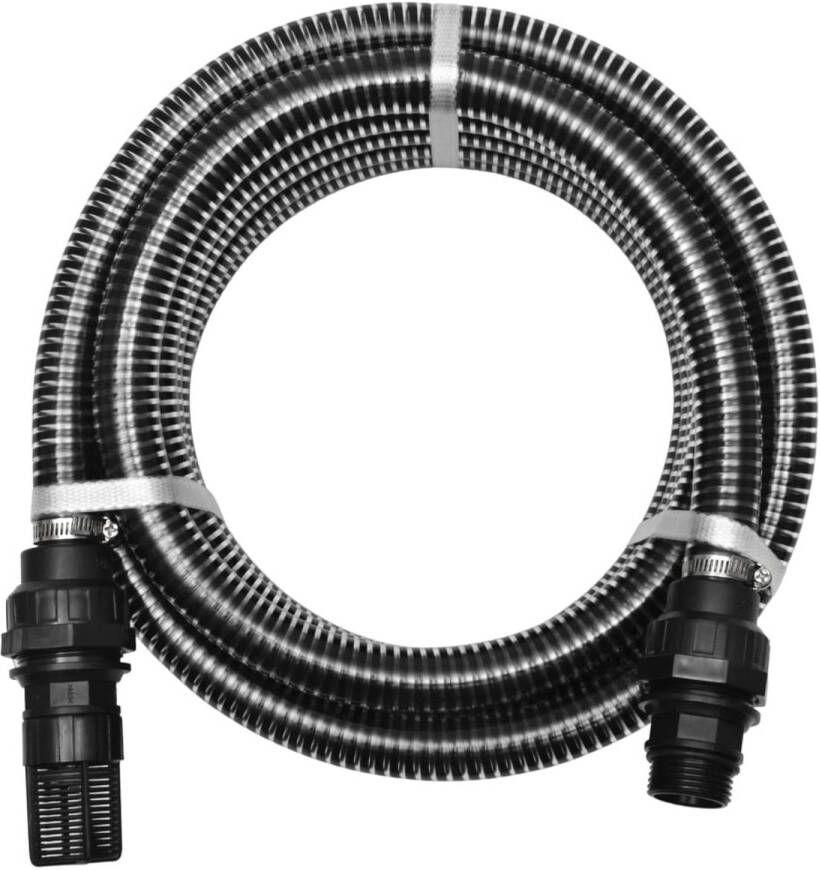 vidaXL Zuigslang met koppelingen 10 m 22 mm zwart