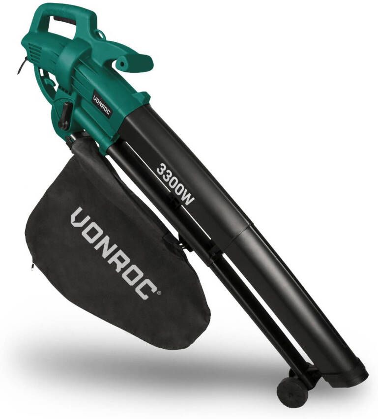 VONROC 3 in 1 Bladblazer 3000w Blazen, Zuigen & Versnipperen 270km/h Incl. 35l Opvangzak