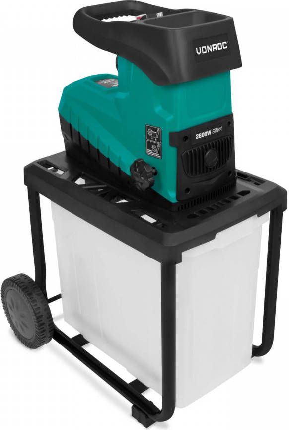 VONROC Stille Hakselaar 2800w Voor Takken Tot Ø45mm Incl. 60l Opvangbak
