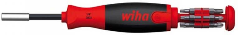 WIHA Schroevendraaier Met Bitmagazijn Liftup 25 Magnetisch Assorti Met 12 Bits, 1/4(38601 )