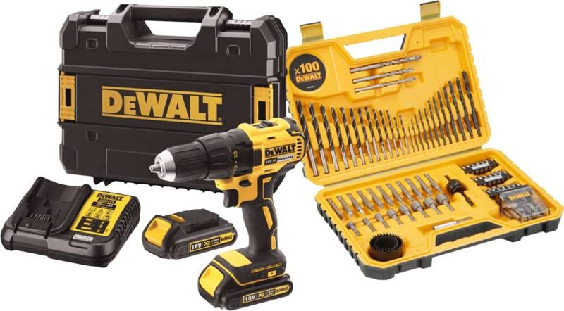 DeWalt DCD777S2T QW + 100 delige boren en bitset