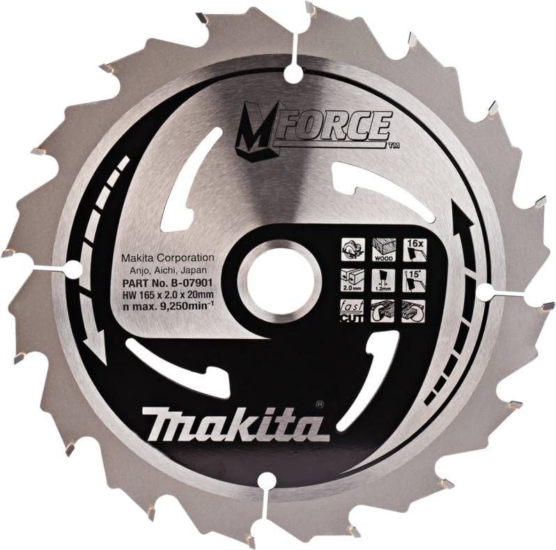 Makita Mforce Zaagblad voor Hout 165x20x2, 0mm 16T