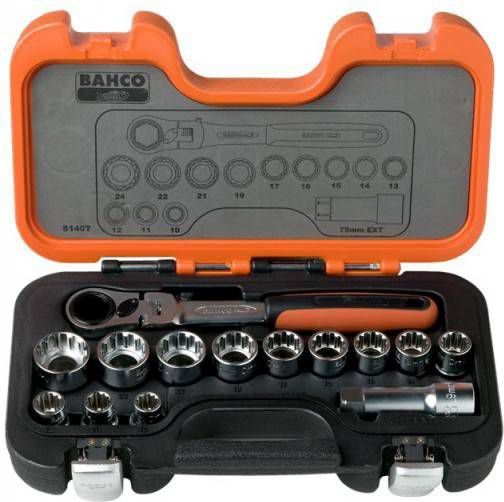 BAHCO Doorsteek dopsleutelset 14 delig S140T