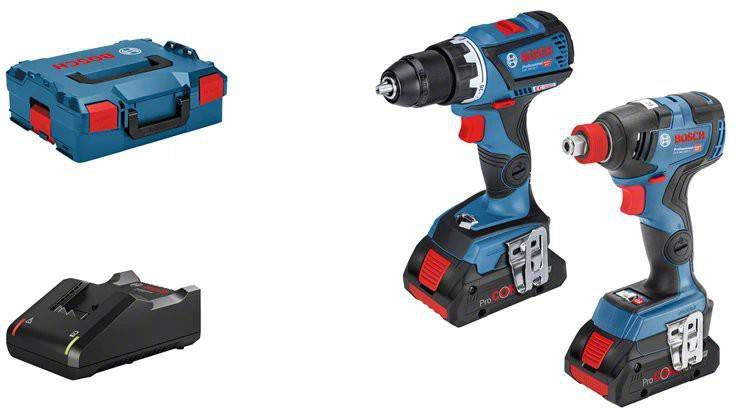 Bosch 06019G4207 18V Li Ion accu schroef -/boormachine(GSR 18V 60 C)&amp, slagschroevendraaier(GDX 18V 200 C)combiset(2x 4, 0Ah)in L Boxx