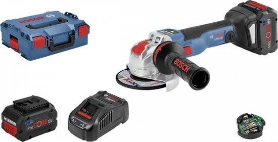 Bosch GWX 18V 10 SC 18V Li ion Accu Haakse Slijper(2x 8.0Ah)In L Boxx 125 Mm Koolborstelloos