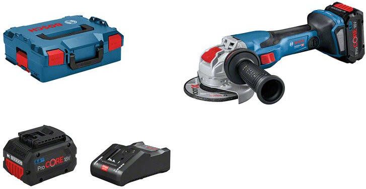 Bosch GWX 18V 15 C 18V Li Ion accu BiTurbo haakse slijper set(2x 8, 0Ah)in L Boxx 125mm koolborstelloos