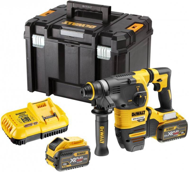 DeWALT DCH333X2 18V/54V Li Ion XR Flexvolt Accu SDS plus combihamer set(2x 9.0Ah accu)in TSTAK 3, 5J koolborstelloos