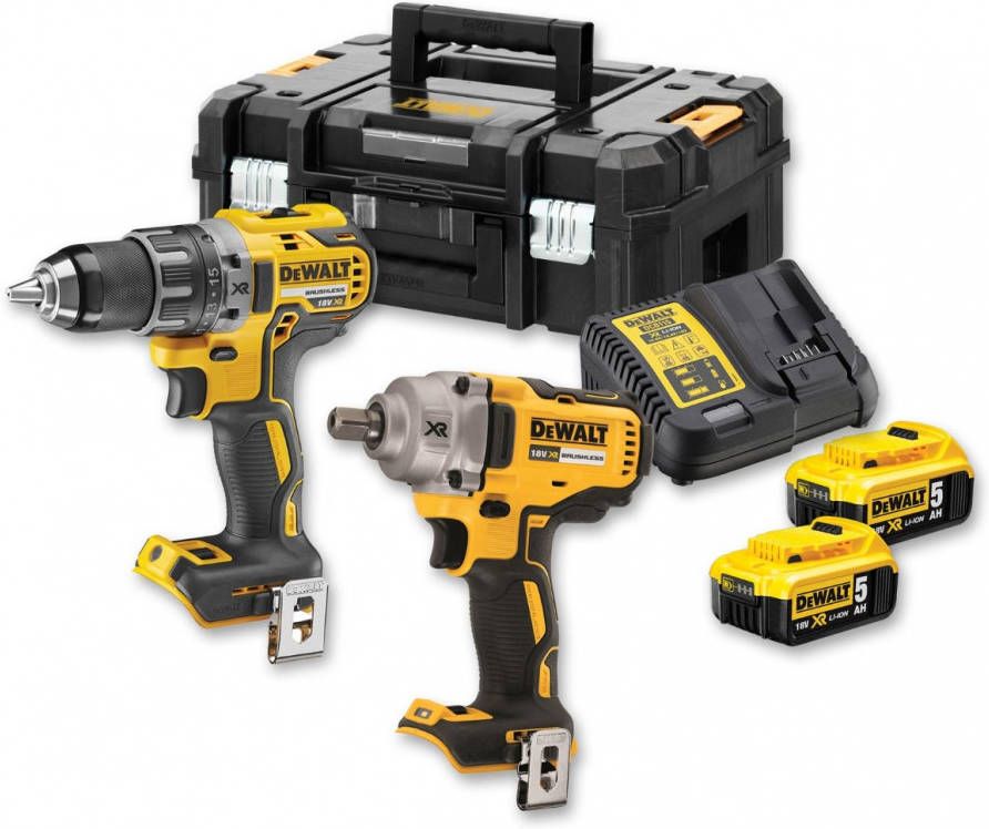 DeWALT DCK2077P2T 18V Li ion accu boor -/schroefmachine(DCD791)&amp, slagmoersleutel(DCF894)combiset(2x 5.0Ah accu)in TSTAK