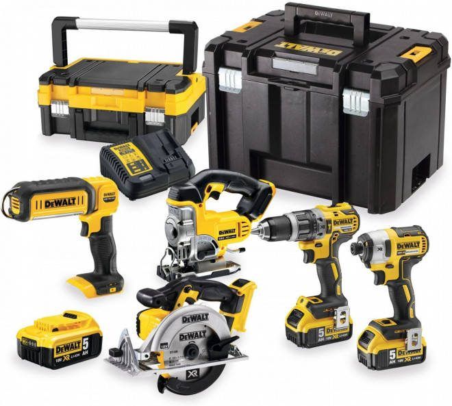 DeWALT DCK551P3T QW 18V Li in XR Accu 3 delige Combiset(3x 5.0Ah Accu)In 2 TSTAK Koffers