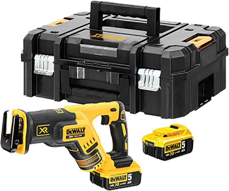DeWALT DCS367P2 18V Li Ion accu reciprozaag set(2x 5.0Ah accu)in TSTAK koolborstelloos