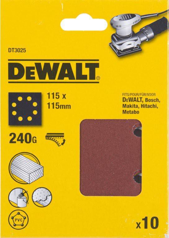 DeWALT DT3025 Vlak schuurvel K240 115 x 115mm(10st )