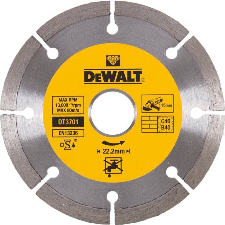 DeWALT DT3701 Diamantdoorslijpschijf 115 x 22, 23 x 1, 75mm beton steen