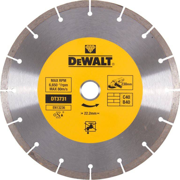 DeWALT DT3731 Diamantdoorslijpschijf 230 x 22, 23 x 2, 3mm beton steen
