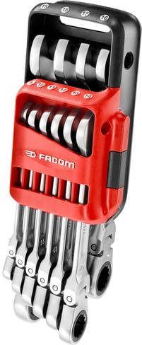 Facom 467BF.JP10PB Set scharnierende steekringratelsleutels in houder 8/10/11/12/13/14/16/17/18/19mm