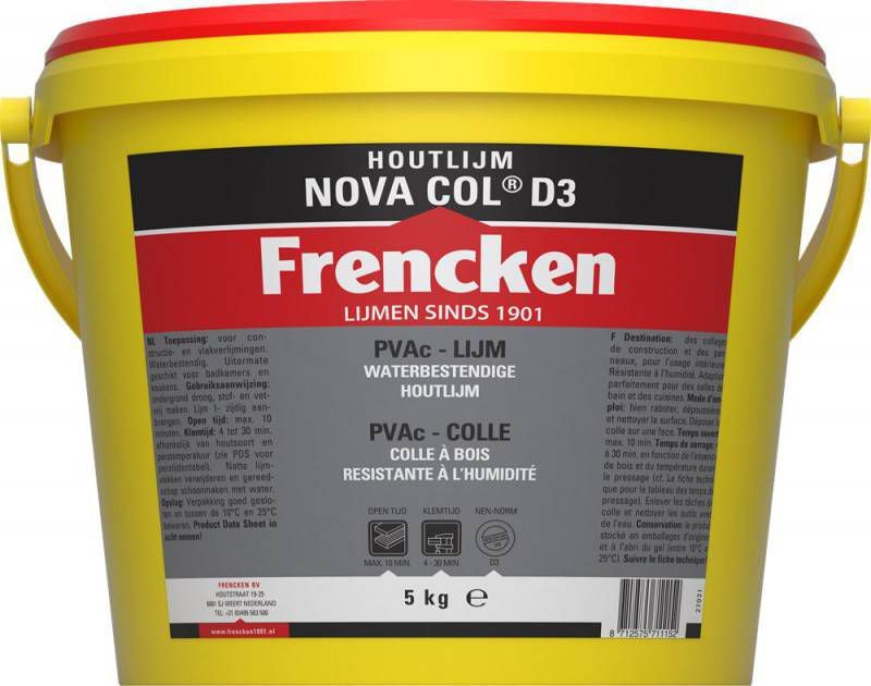Frencken Houtlijm NovaCol D3 Wit 5kg