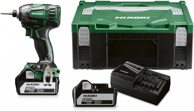 HiKOKI WH18DBDL2WPZ 18V Li-Ion accu slagschroevendraaier set (2x 5.0Ah accu) in HSC 207Nm koolborstelloos