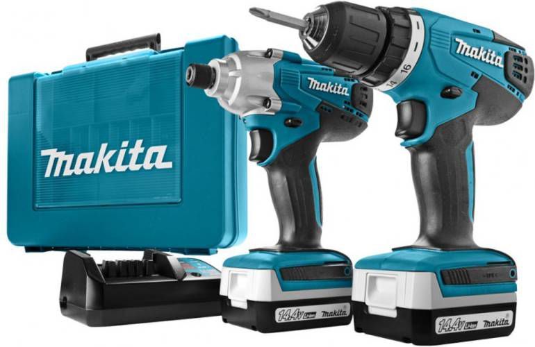 Makita DK1497 14, 4V boor -/schroefmachine(DF347)&amp, slagschroevendraaier(TD126)combiset(2x 1.3Ah accu)in koffer