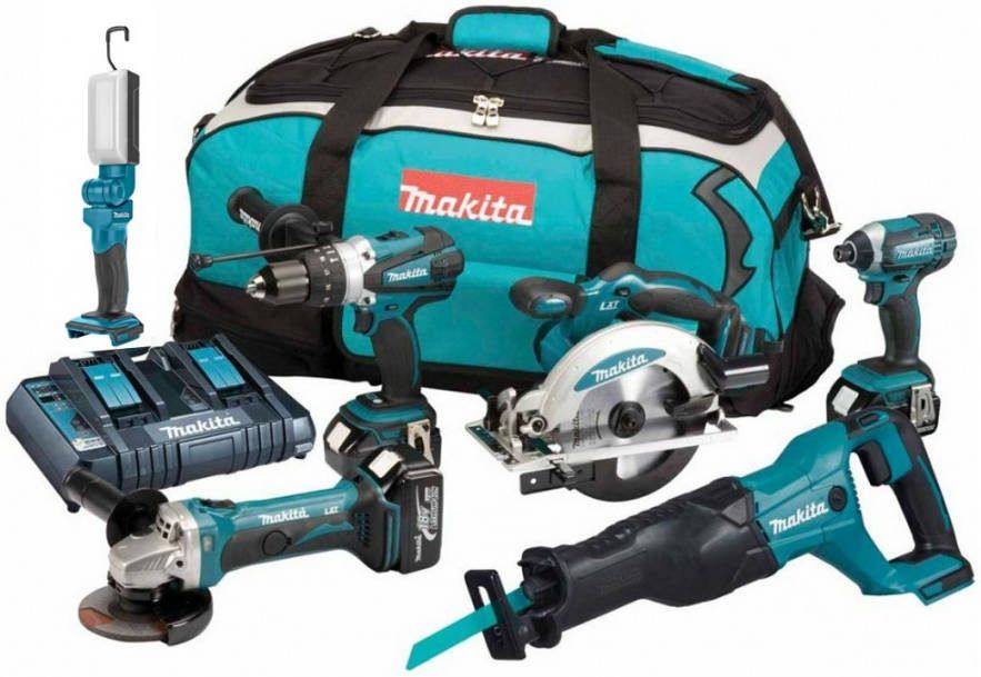 Makita DLX6044PT 18V Li Ion accu 6 delige combiset(3x 5.0Ah accu)in tas