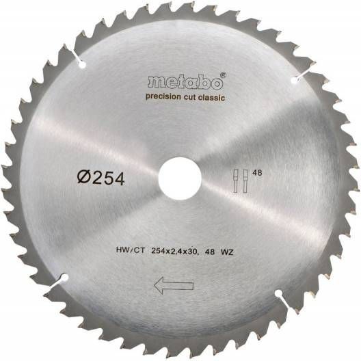 Metabo 628061000 Precision Cut Cirkelzaagblad 254 x 30 x 48T Hout