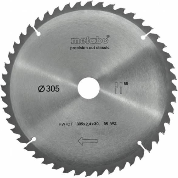 Metabo 628064000 Precision Cut Cirkelzaagblad 305 x 30 x 56T Hout/MDF