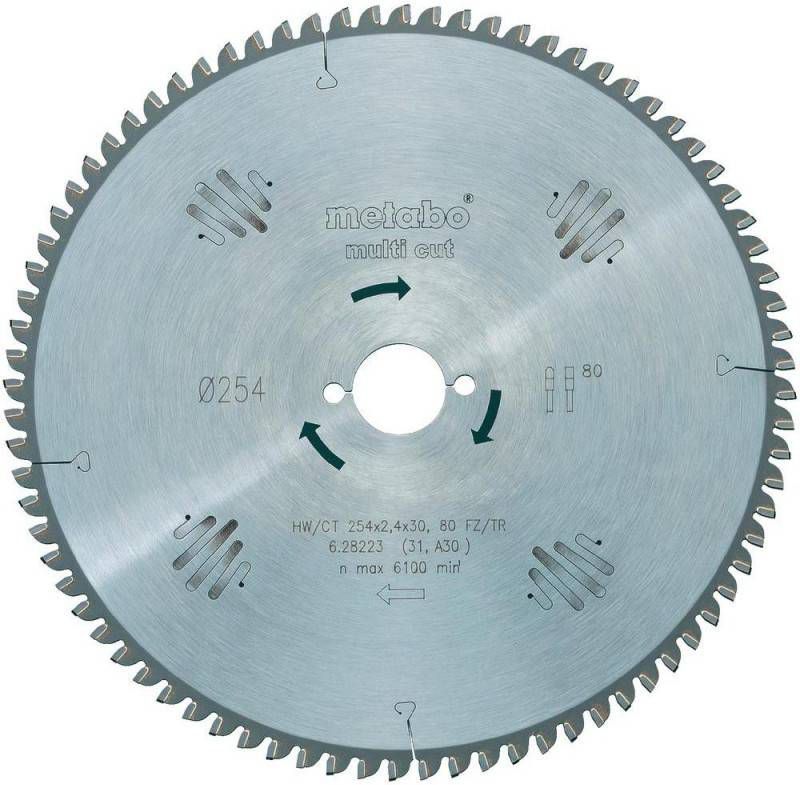 Metabo 628083000 Multi Cut Cirkelzaagblad 216 x 30 x 60T Hout/Epoxy/Aluminium/Kunststof