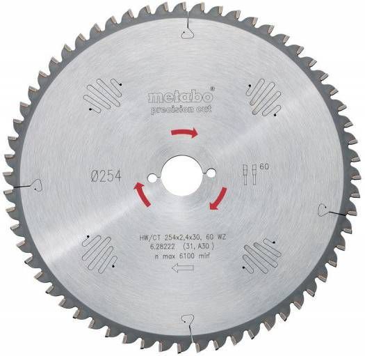 Metabo 628664000 HW/CT Cirkelzaagblad Precision Cut 190 x 30 x 48T Hout