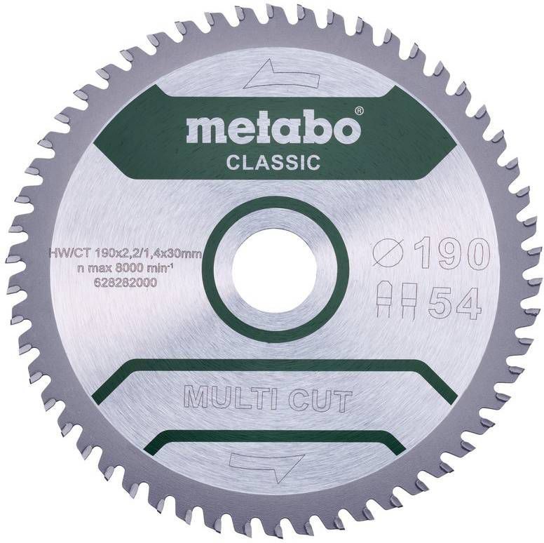 Metabo 628663000 Multi Cut Cirkelzaagblad 190 x 30 x 54T Laminaat/Kunststof/Aluminium/Koper