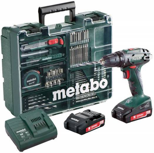 Metabo BS 18 18V Li Ion accu boor -/schroefmachine set(2x 2.0Ah accu)in koffer incl. 73 delige accessoire set