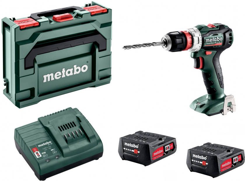 Metabo PowerMaxx BS 12 BL Q 12V Li Ion accu boor -/schroefmachine set(2x 2, 0Ah accu)in koffer koolborstelloos
